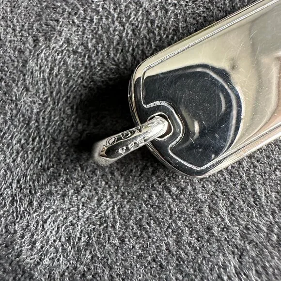 David Yurman Chevron Dog Tag Pendant w/ Pavé White Diamonds - 27mm - RARE